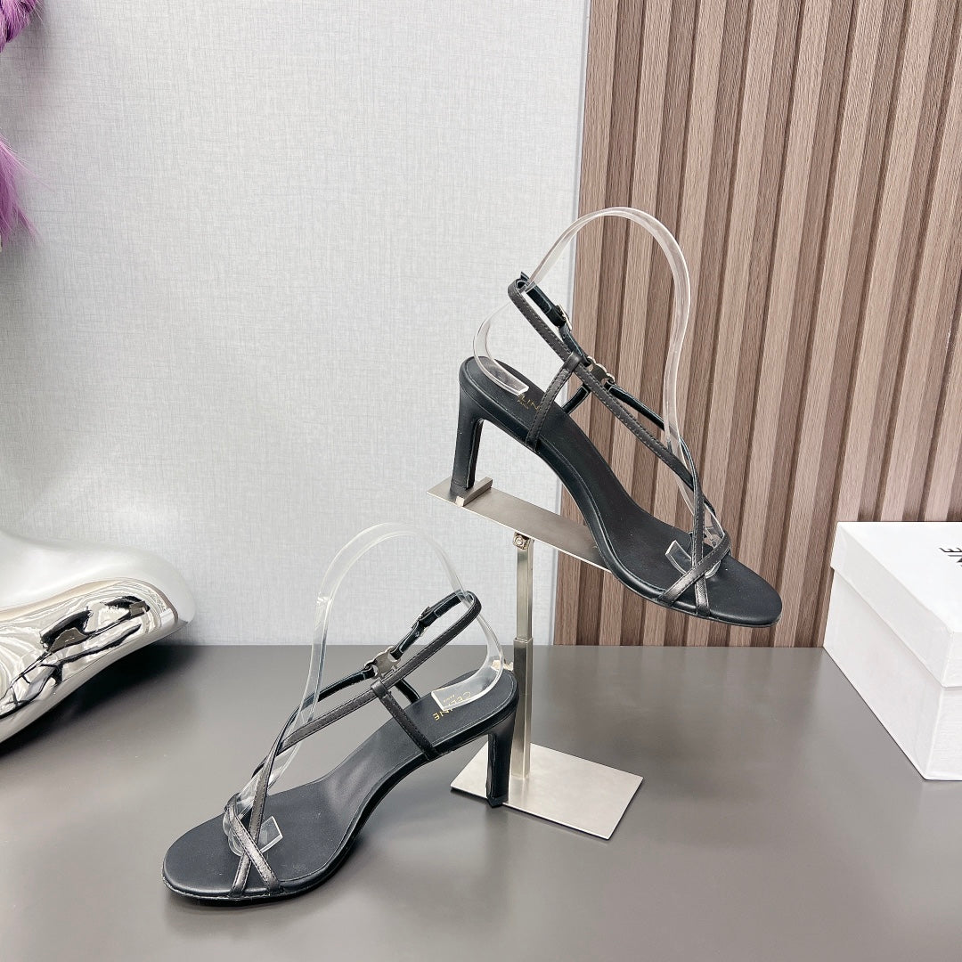 Summer High Heel Sandals Black - 35