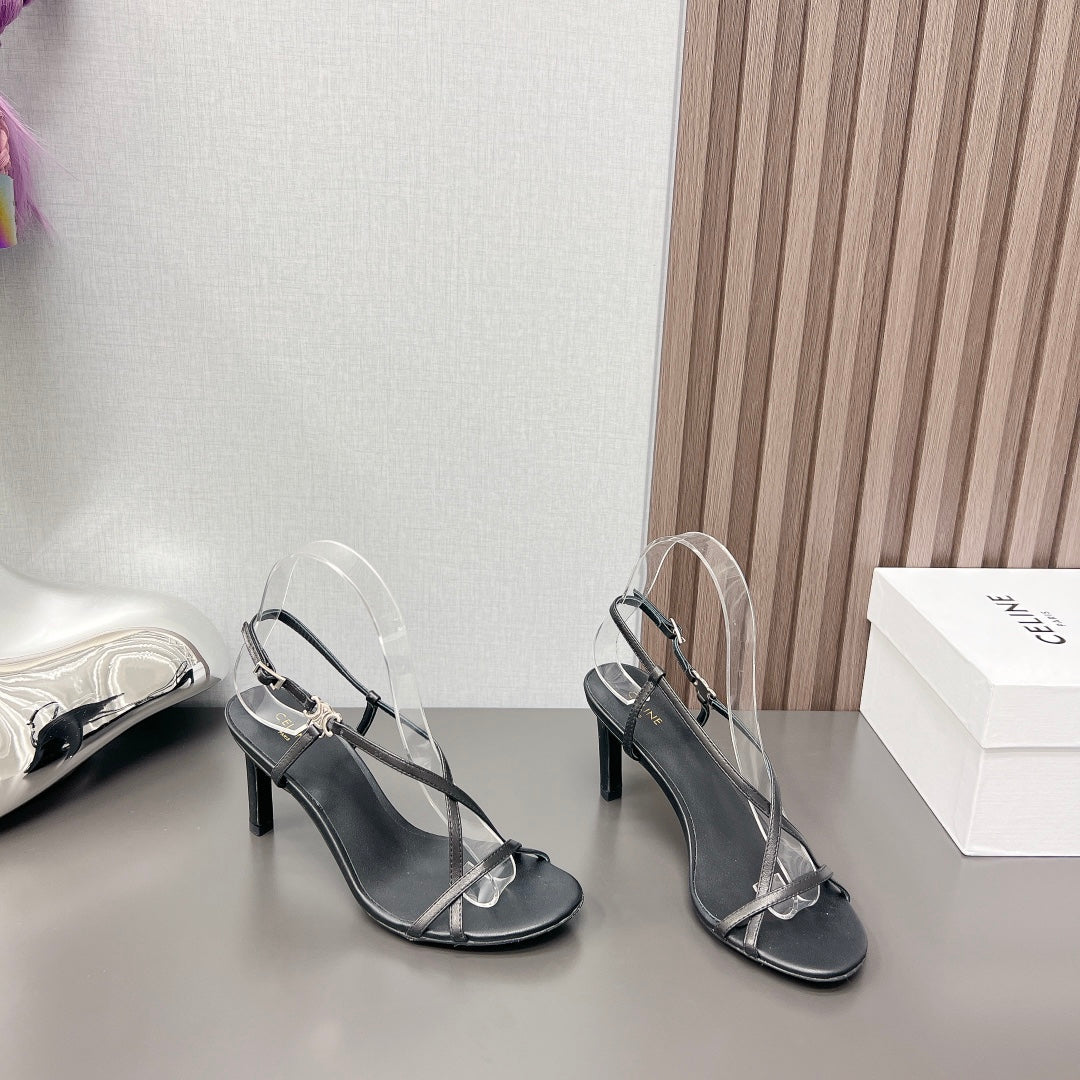 Summer High Heel Sandals Black - 35