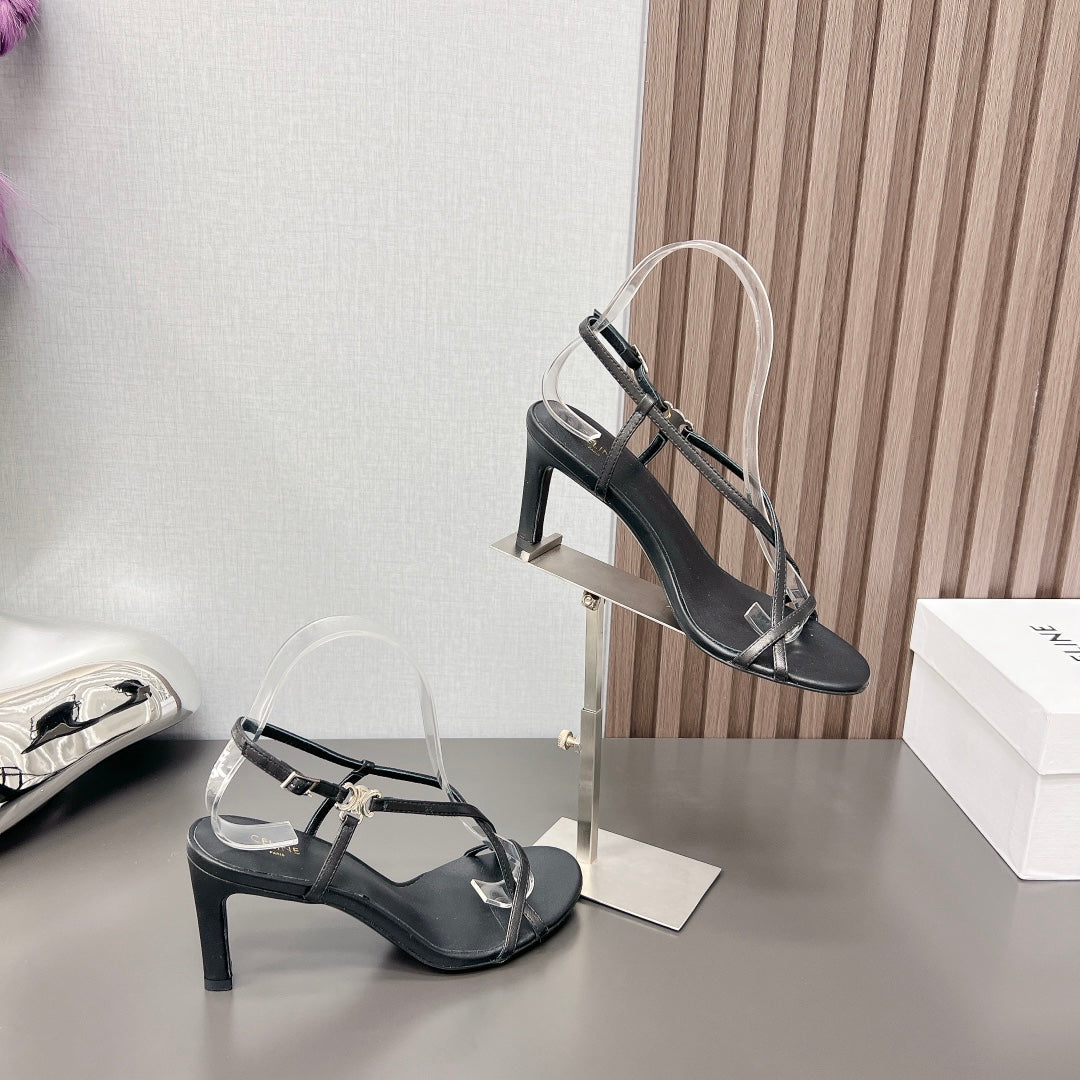 Summer High Heel Sandals Black - 35