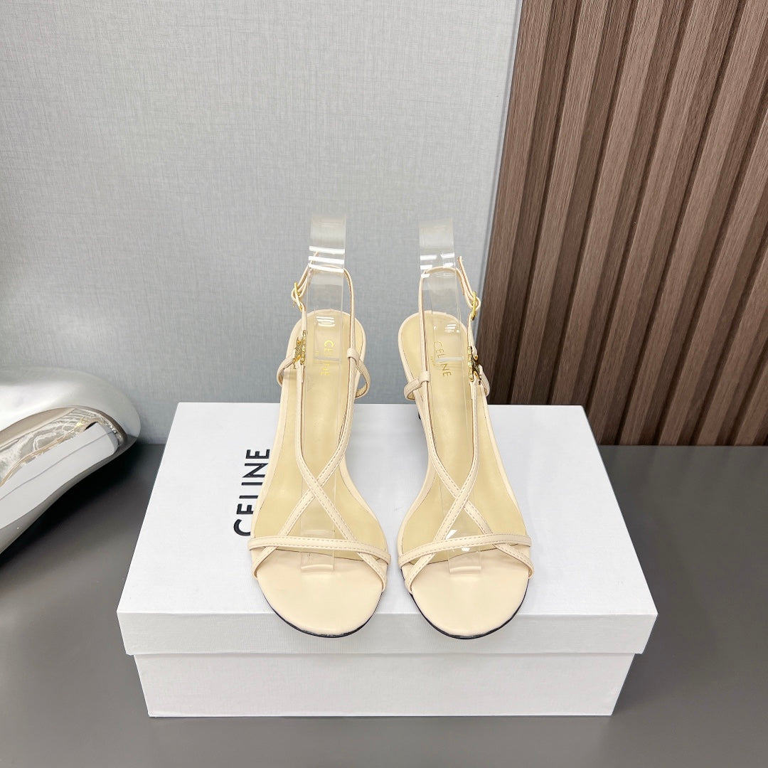 Summer High Heel Sandals Yellow Cream - 35