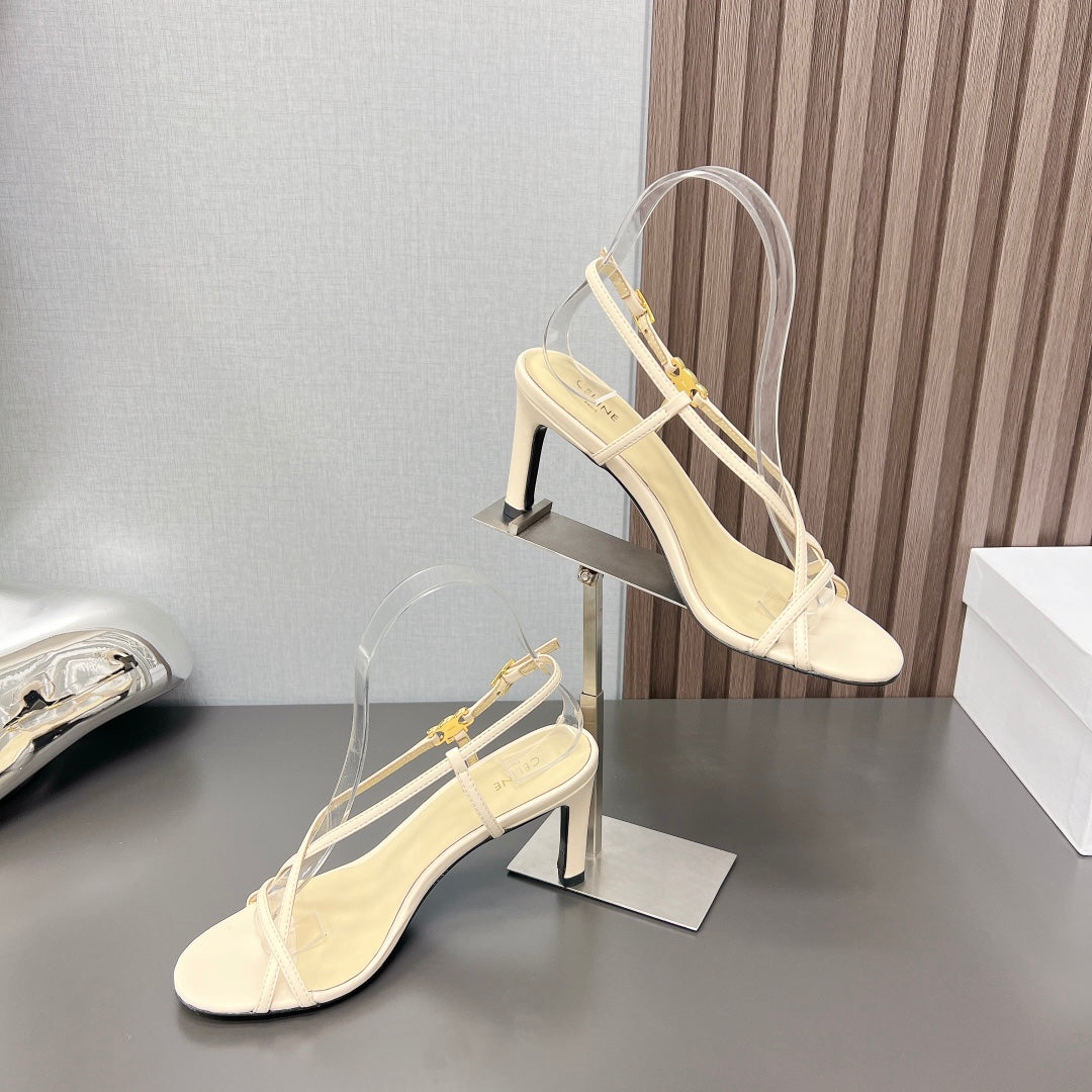 Summer High Heel Sandals Yellow Cream - 35