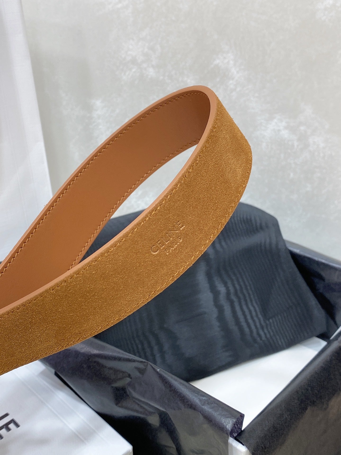 CL LARGE 30 MM TRIOMPHE BELT IN BRONZE BROWN SILVER HARDWARE - 30