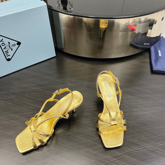 PRA HEELED SANDALS METALLIC GOLD LAMBSKIN - 35