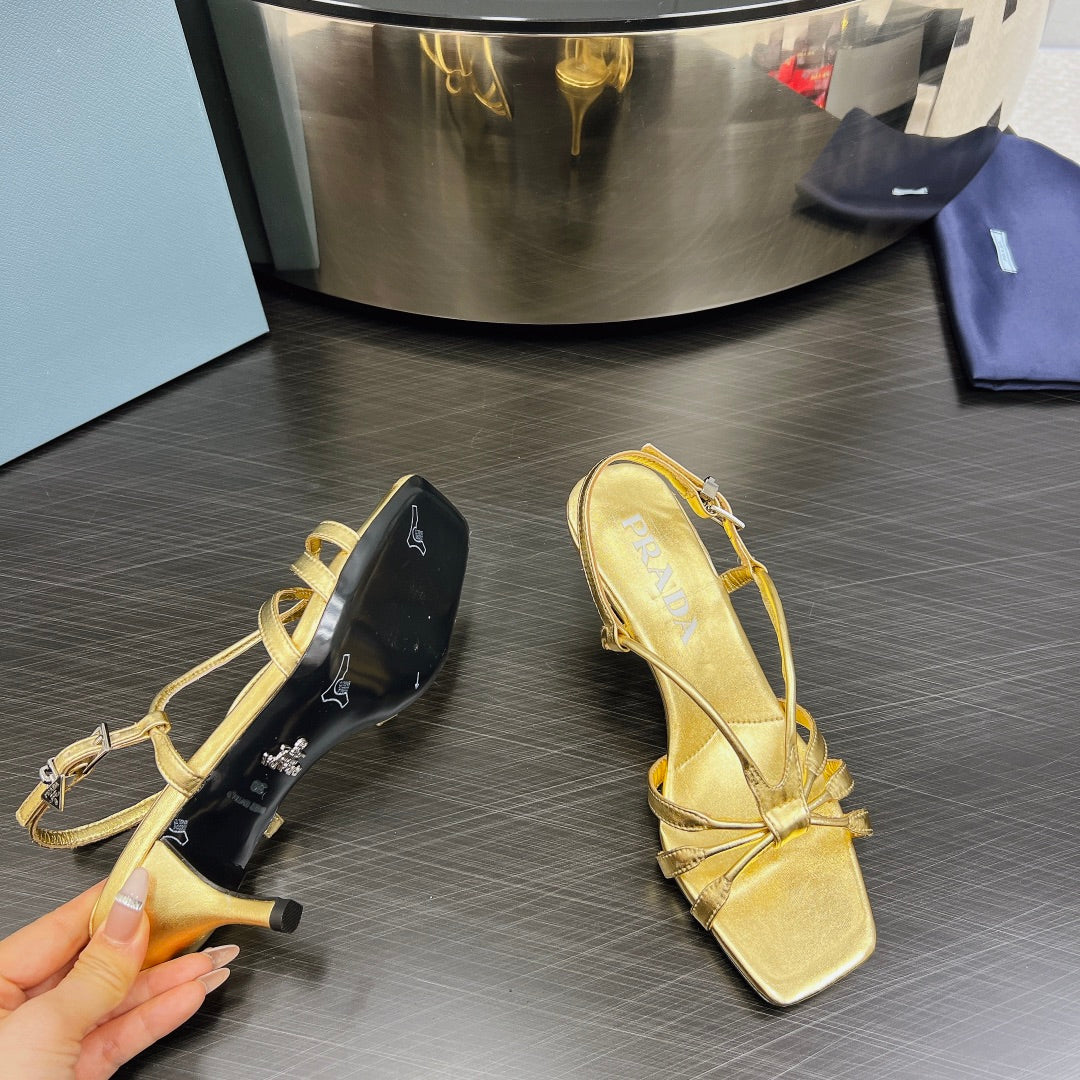 PRA HEELED SANDALS METALLIC GOLD LAMBSKIN - 35