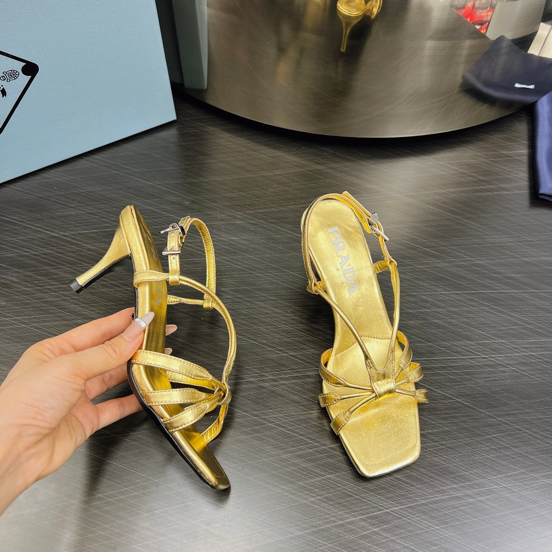 PRA HEELED SANDALS METALLIC GOLD LAMBSKIN - 35