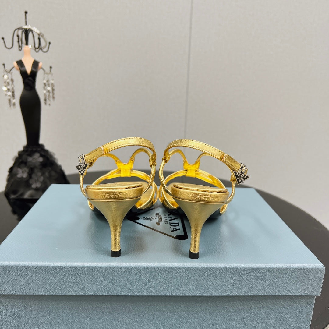 PRA HEELED SANDALS METALLIC GOLD LAMBSKIN - 35