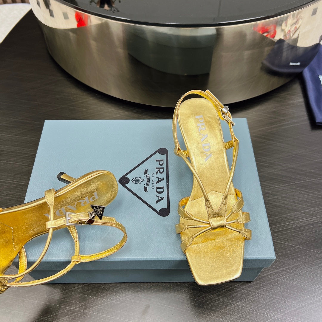 PRA HEELED SANDALS METALLIC GOLD LAMBSKIN - 35