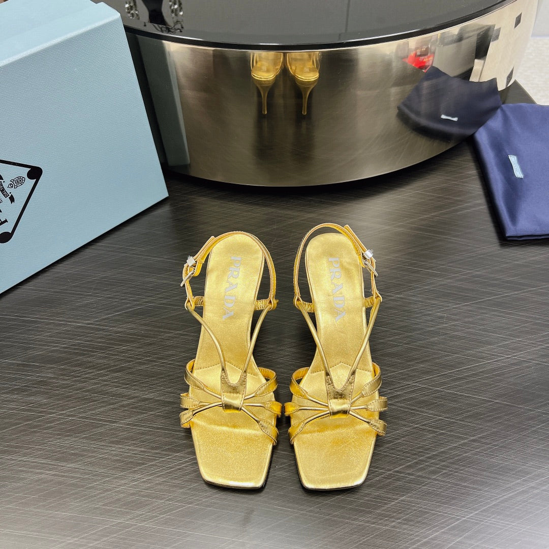 PRA HEELED SANDALS METALLIC GOLD LAMBSKIN - 35