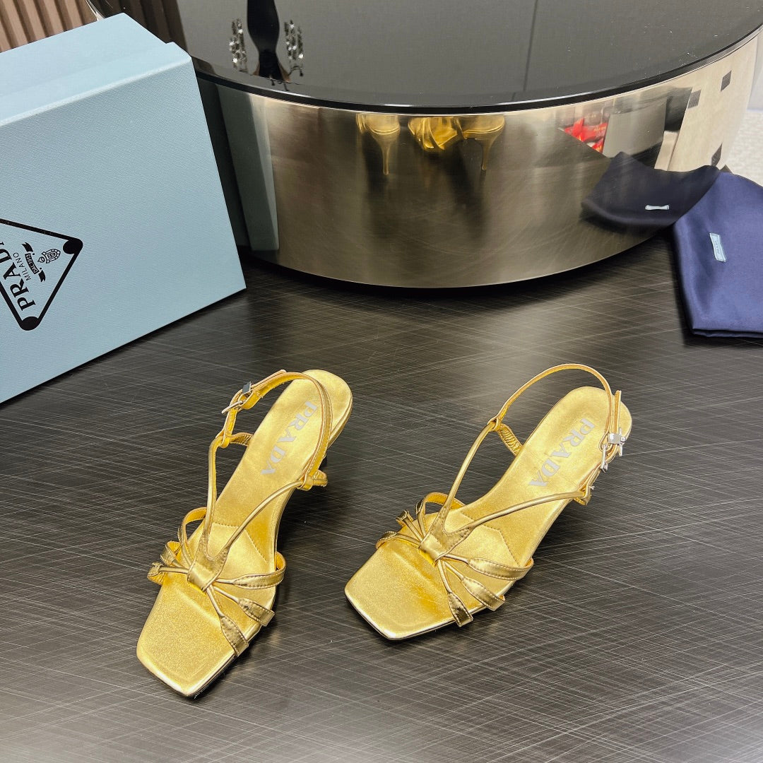 PRA HEELED SANDALS METALLIC GOLD LAMBSKIN - 35