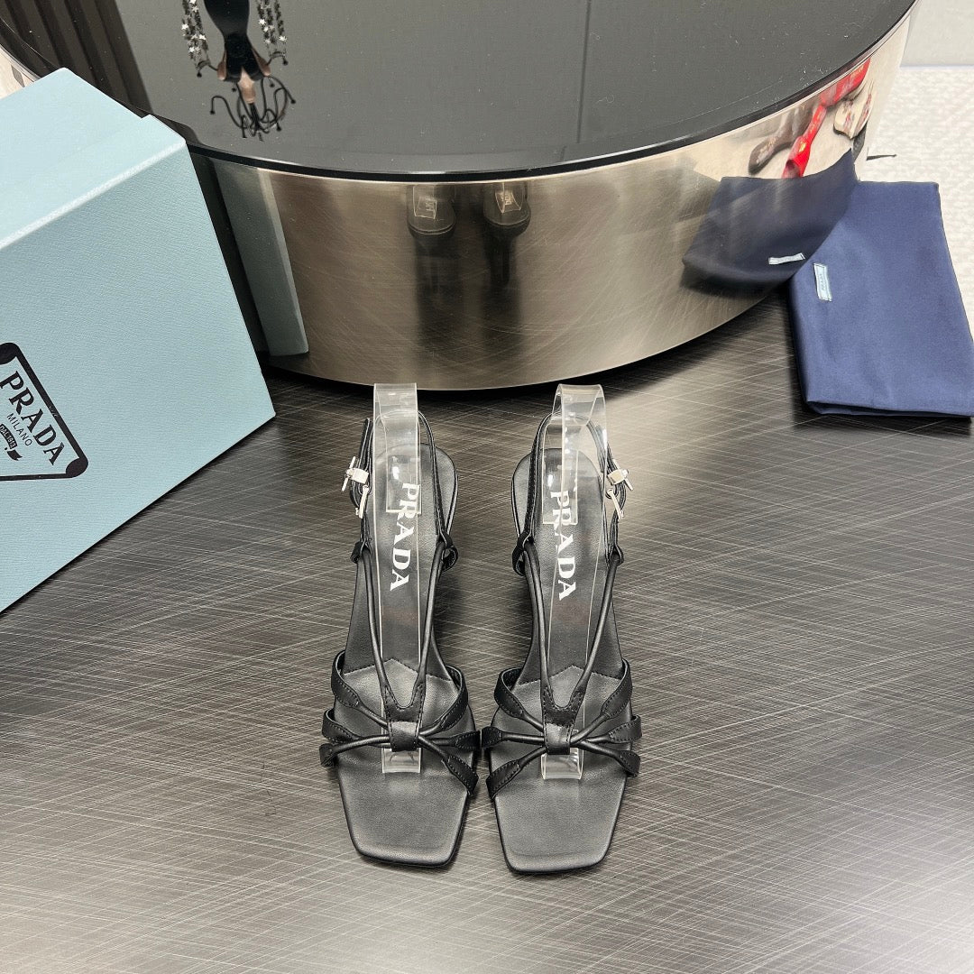 PRA HEELED SANDALS BLACK LAMBSKIN - 35