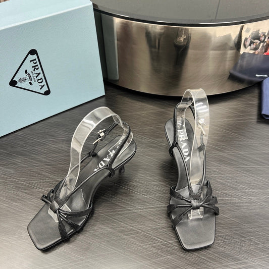 PRA HEELED SANDALS BLACK LAMBSKIN - 35