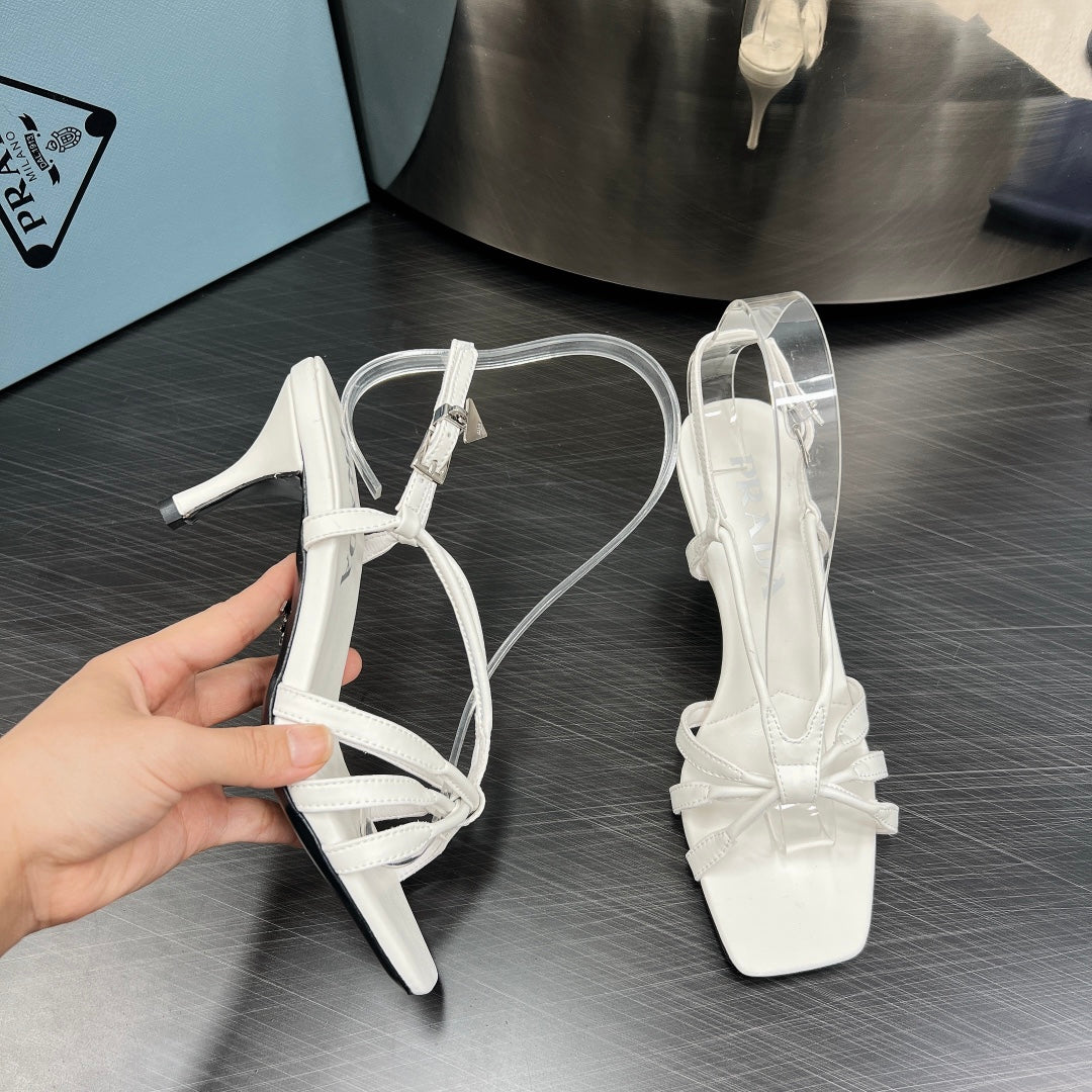 PRA HEELED SANDALS WHITE LAMBSKIN - 35