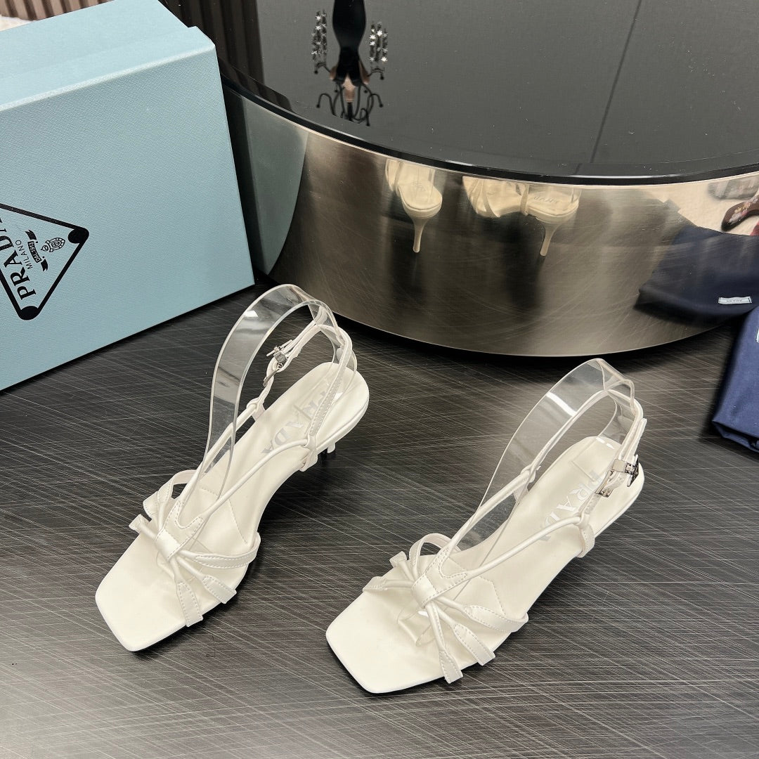 PRA HEELED SANDALS WHITE LAMBSKIN - 35