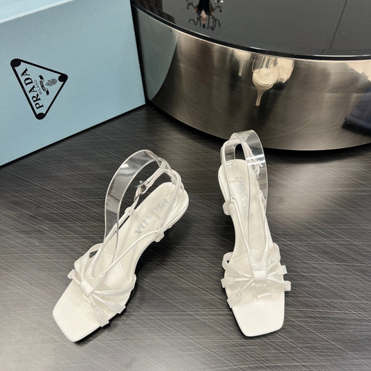 PRA HEELED SANDALS WHITE LAMBSKIN - 35