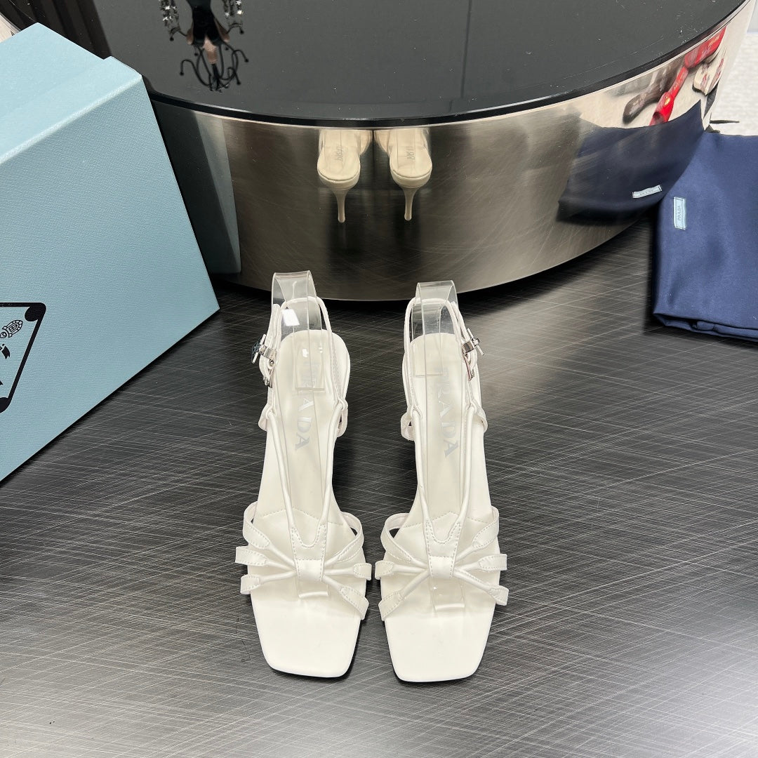 PRA HEELED SANDALS WHITE LAMBSKIN - 35