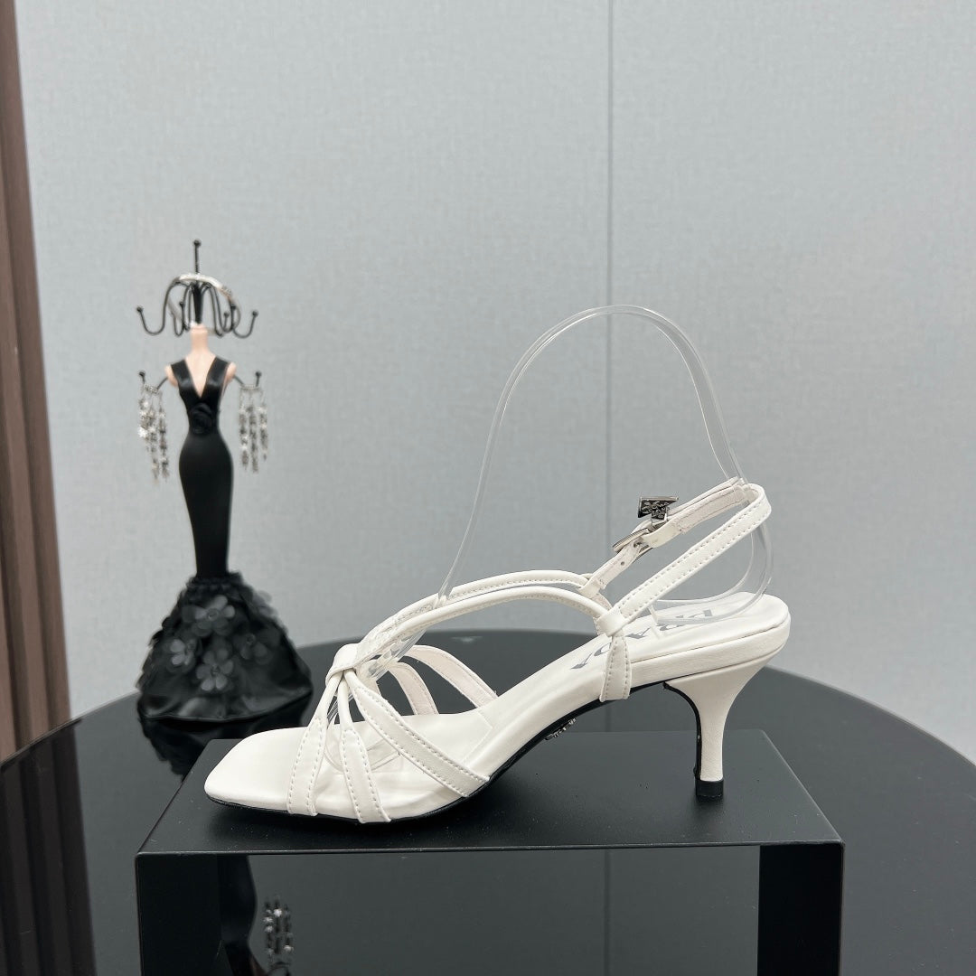 PRA HEELED SANDALS WHITE LAMBSKIN - 35