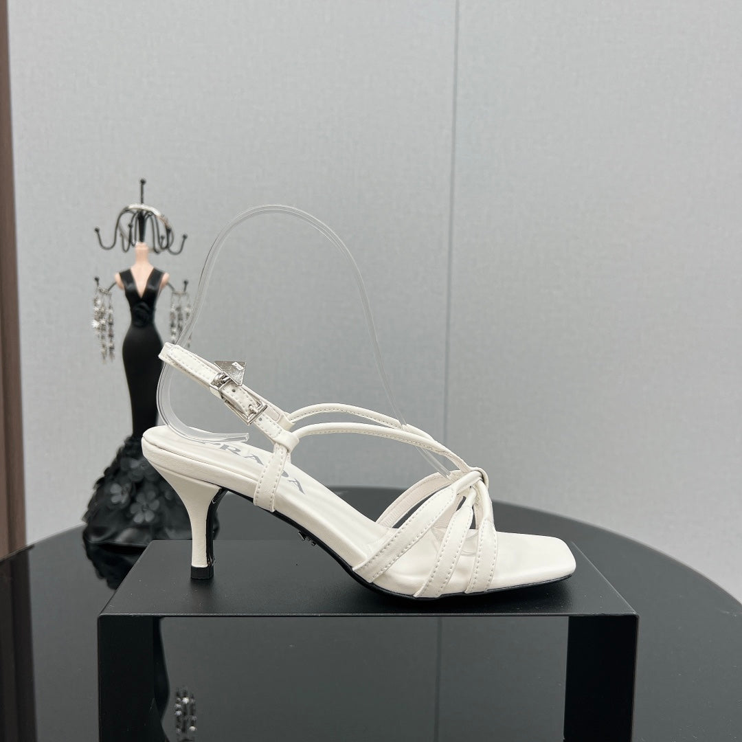 PRA HEELED SANDALS WHITE LAMBSKIN - 35