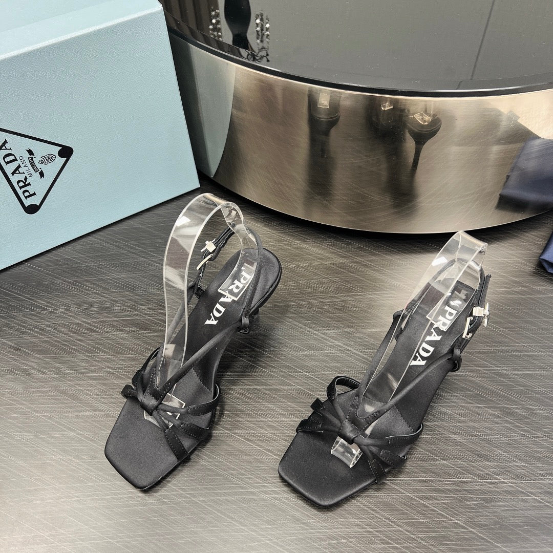 PRA HEELED SANDALS BLACK SATIN - 35
