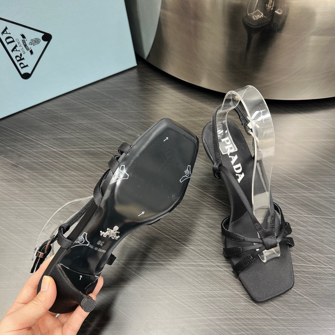 PRA HEELED SANDALS BLACK SATIN - 35