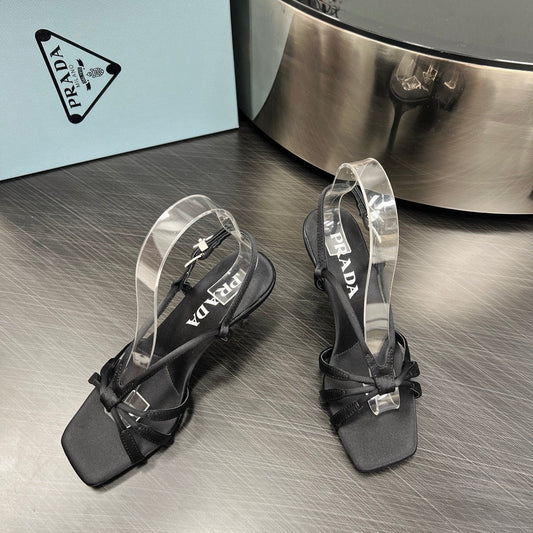 PRA HEELED SANDALS BLACK SATIN - 35