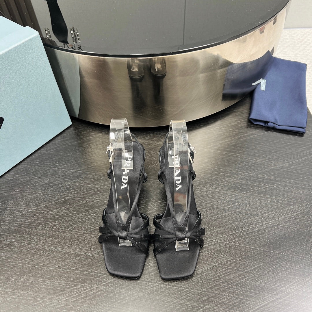 PRA HEELED SANDALS BLACK SATIN - 35