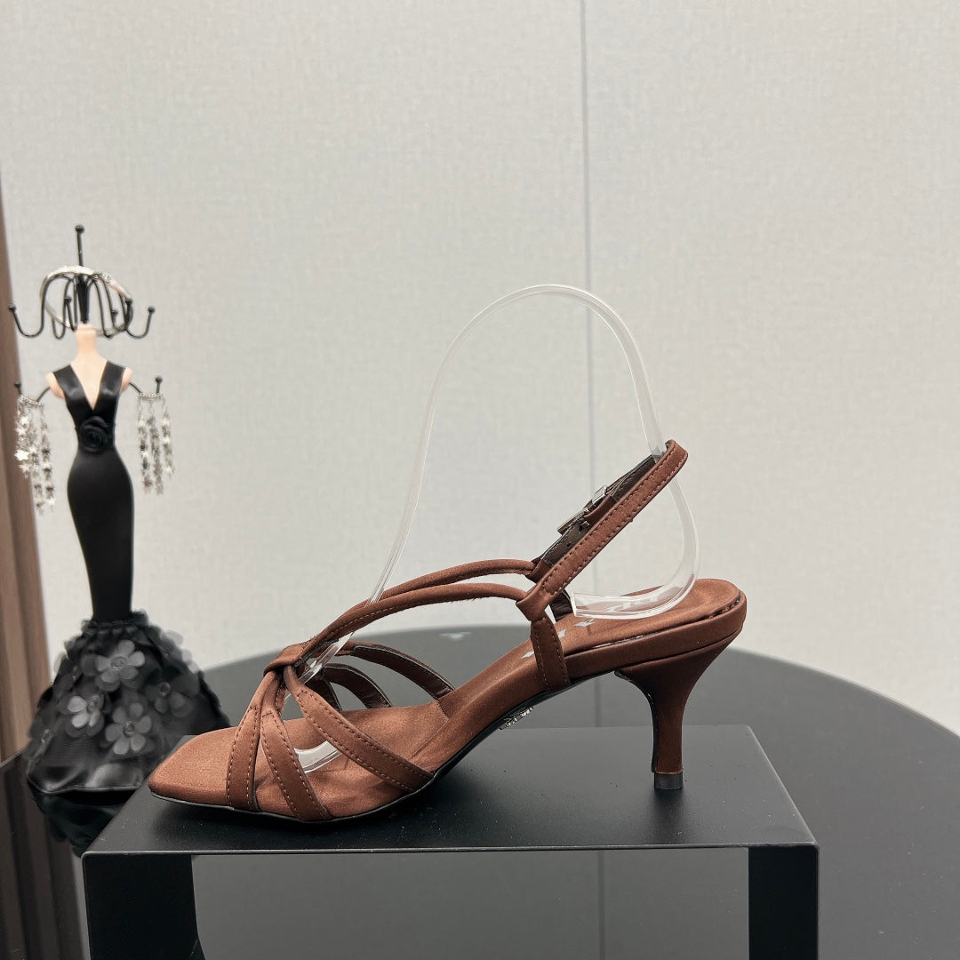 PRA HEELED SANDALS CINNAMON SATIN - 35