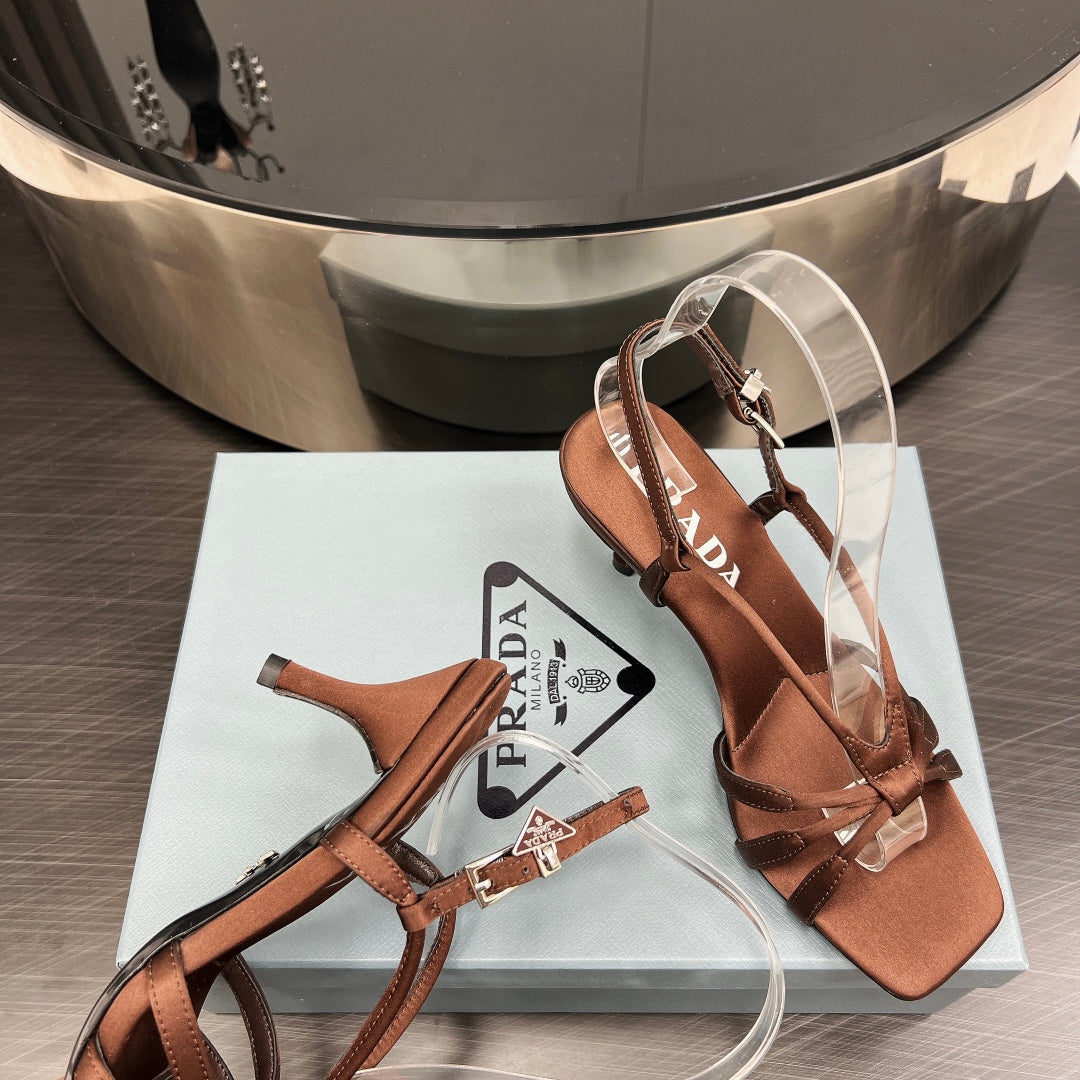 PRA HEELED SANDALS CINNAMON SATIN - 35
