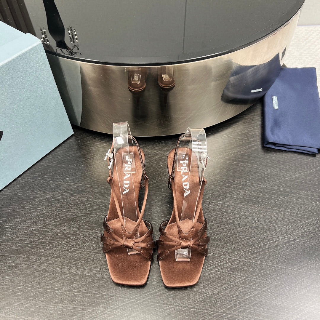 PRA HEELED SANDALS CINNAMON SATIN - 35