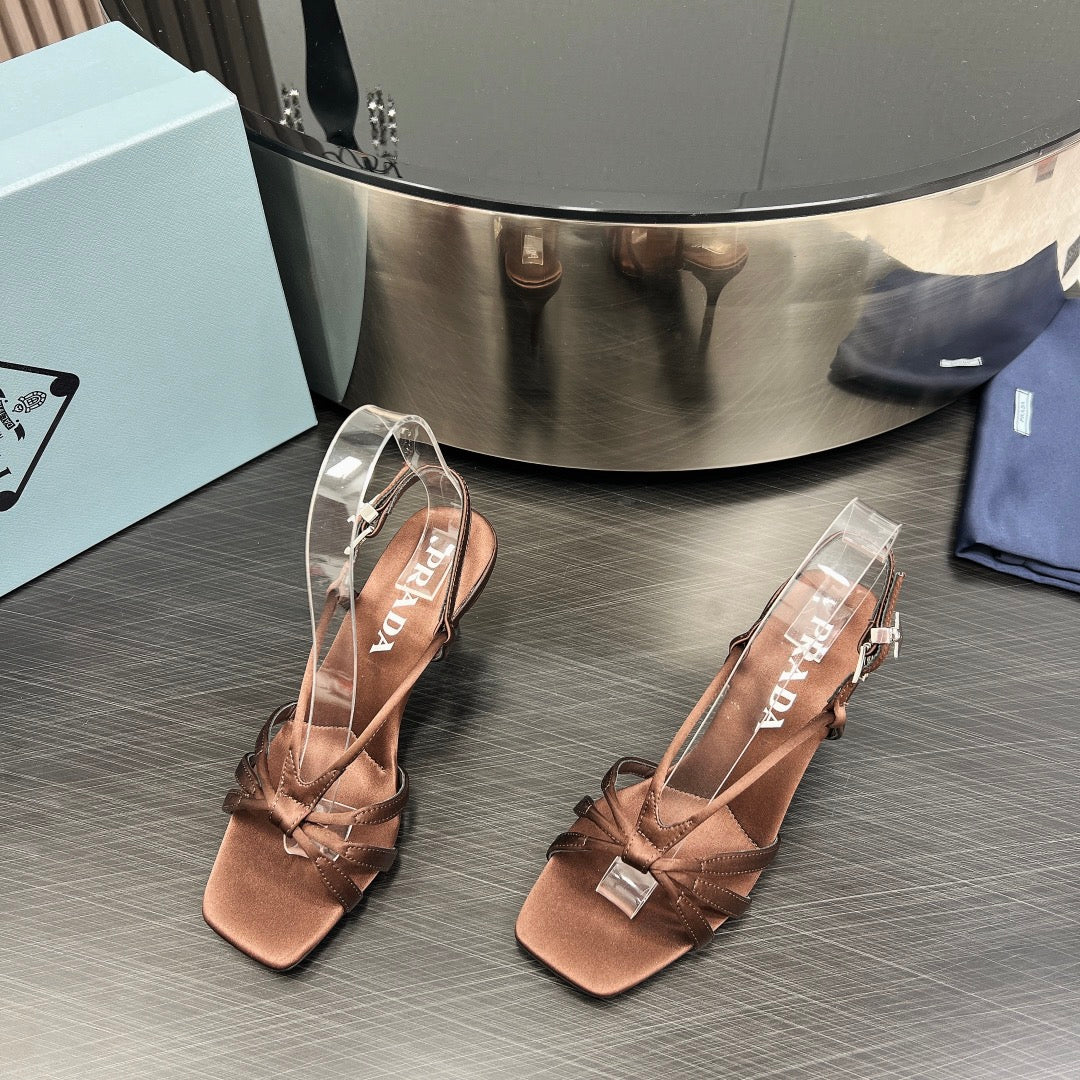 PRA HEELED SANDALS CINNAMON SATIN - 35