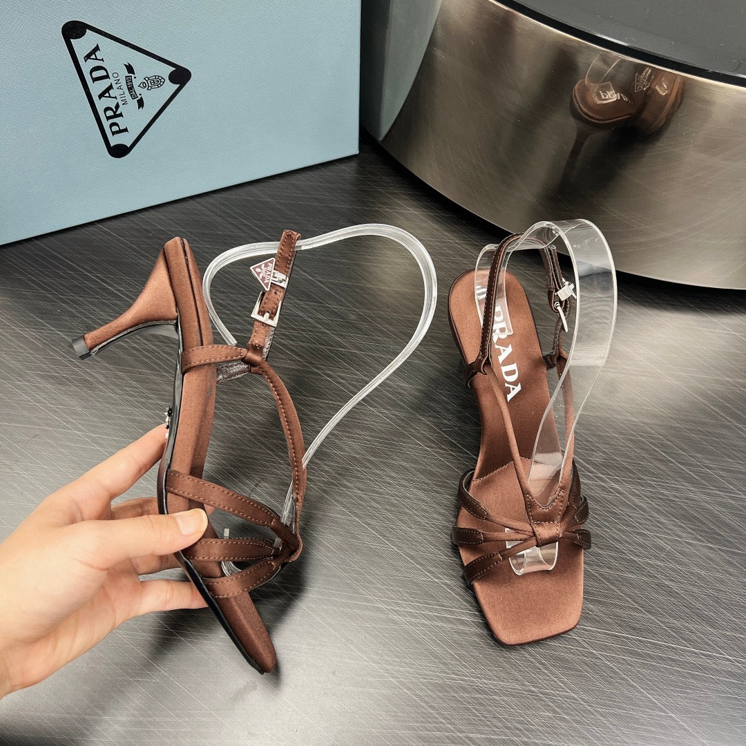 PRA HEELED SANDALS CINNAMON SATIN - 35