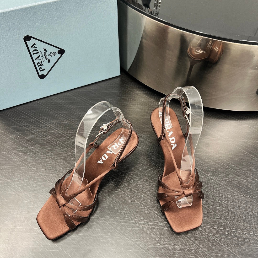 PRA HEELED SANDALS CINNAMON SATIN - 35