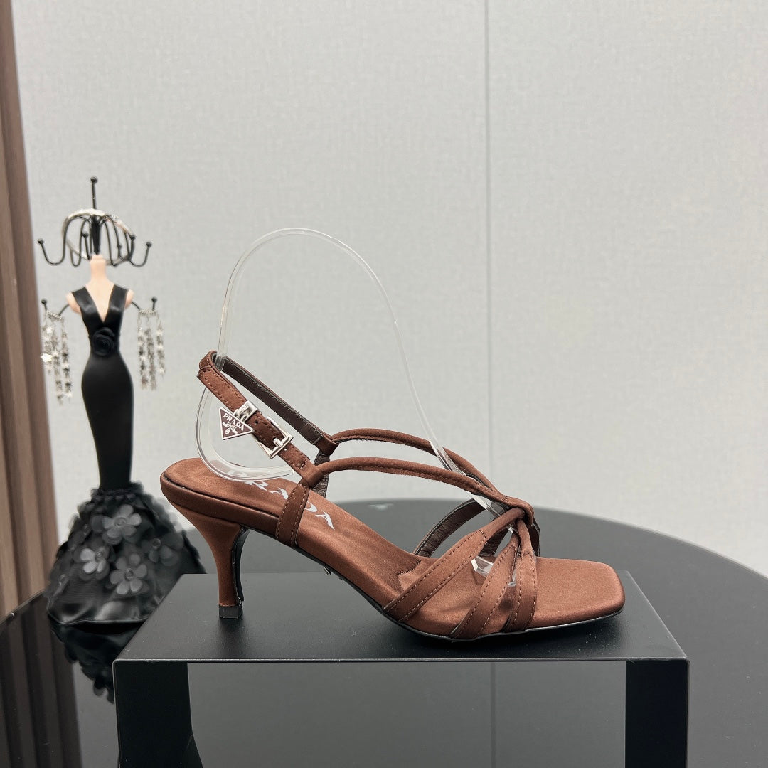 PRA HEELED SANDALS CINNAMON SATIN - 35