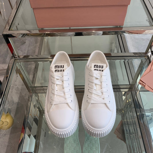 Sneakers High Sole White Canvas - 35