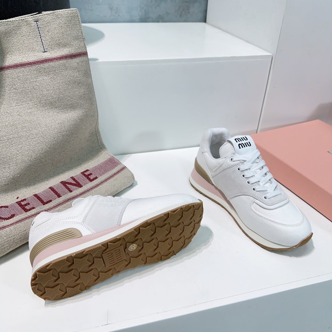 White And Light Gray Sneakers Canvas - 35