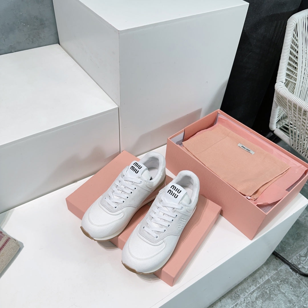 White And Light Gray Sneakers Canvas - 35