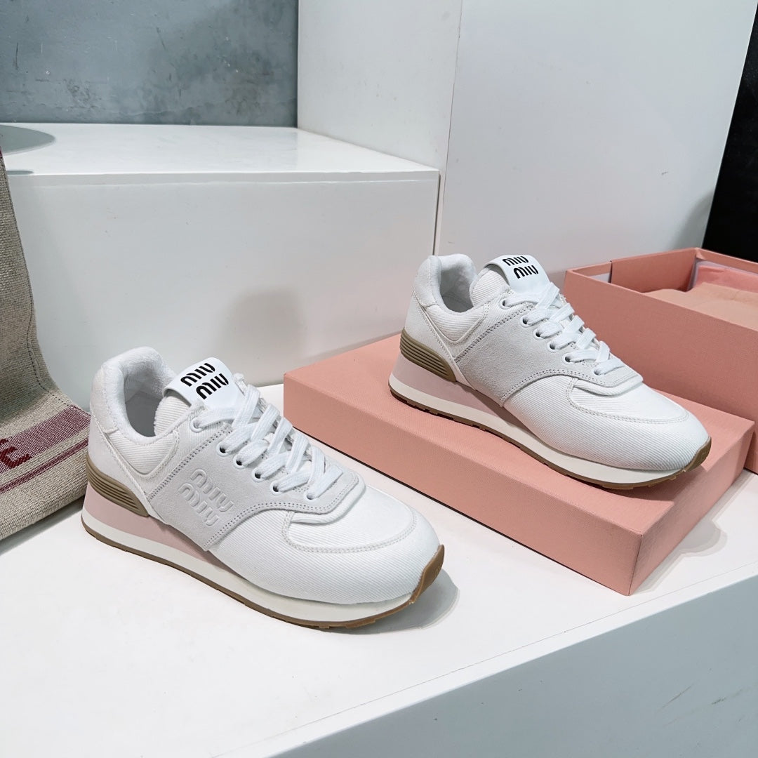White And Light Gray Sneakers Canvas - 35