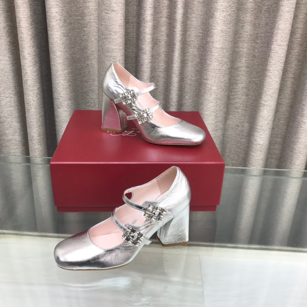 LP ROGER VIVIER SANDAL SILVER LEATHER - 34