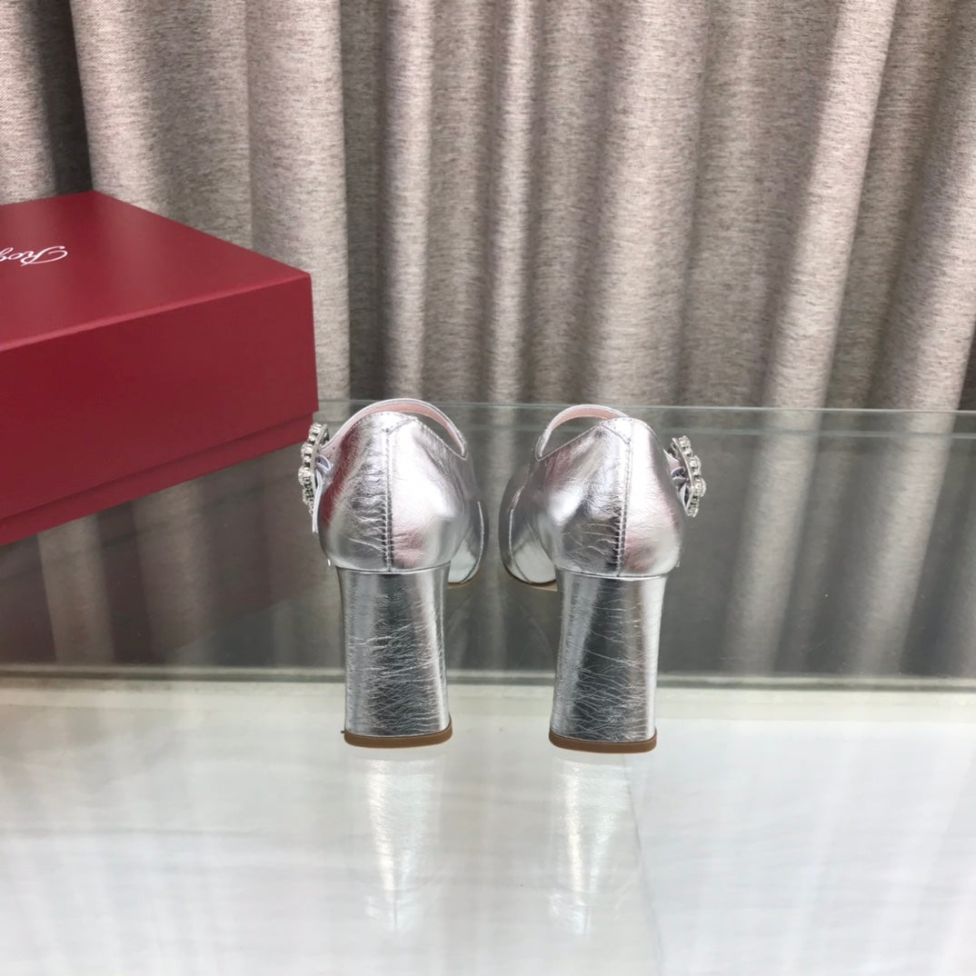 LP ROGER VIVIER SANDAL SILVER LEATHER - 34