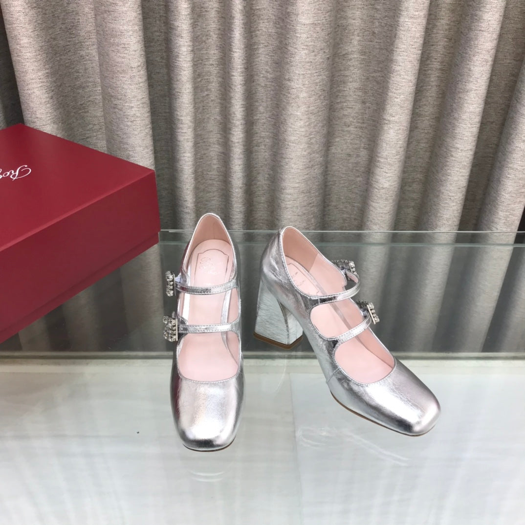 LP ROGER VIVIER SANDAL SILVER LEATHER - 34