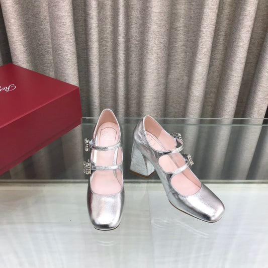 LP ROGER VIVIER SANDAL SILVER LEATHER - 34