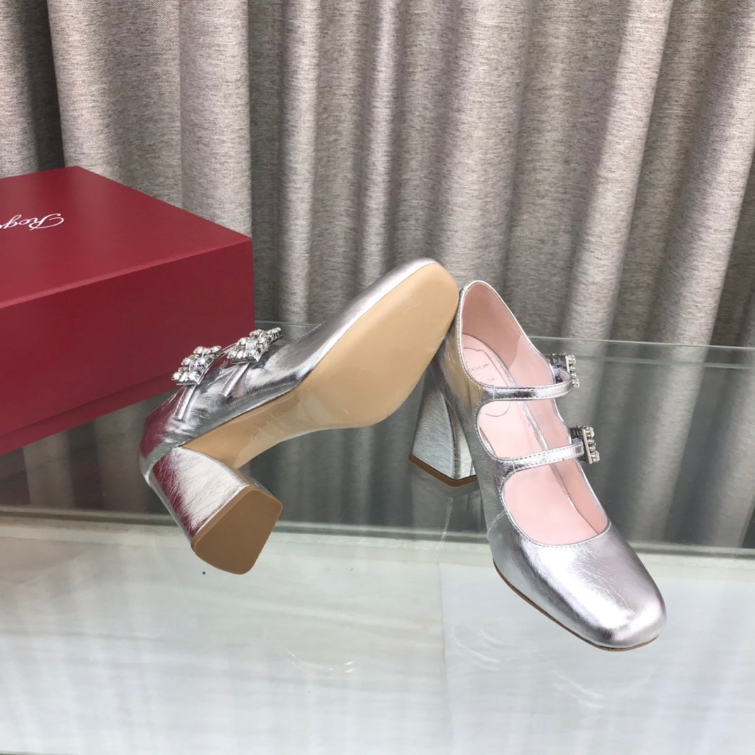 LP ROGER VIVIER SANDAL SILVER LEATHER - 34