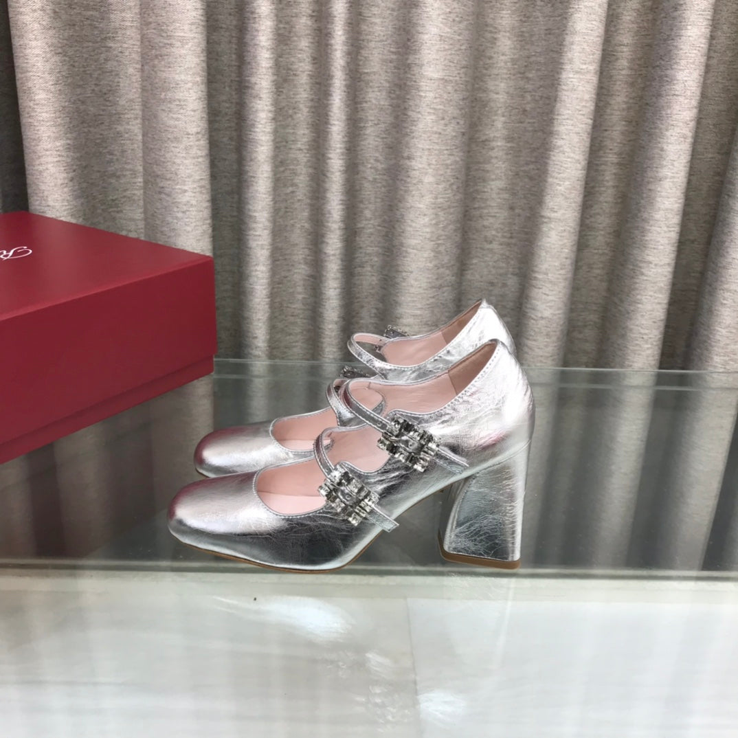 LP ROGER VIVIER SANDAL SILVER LEATHER - 34