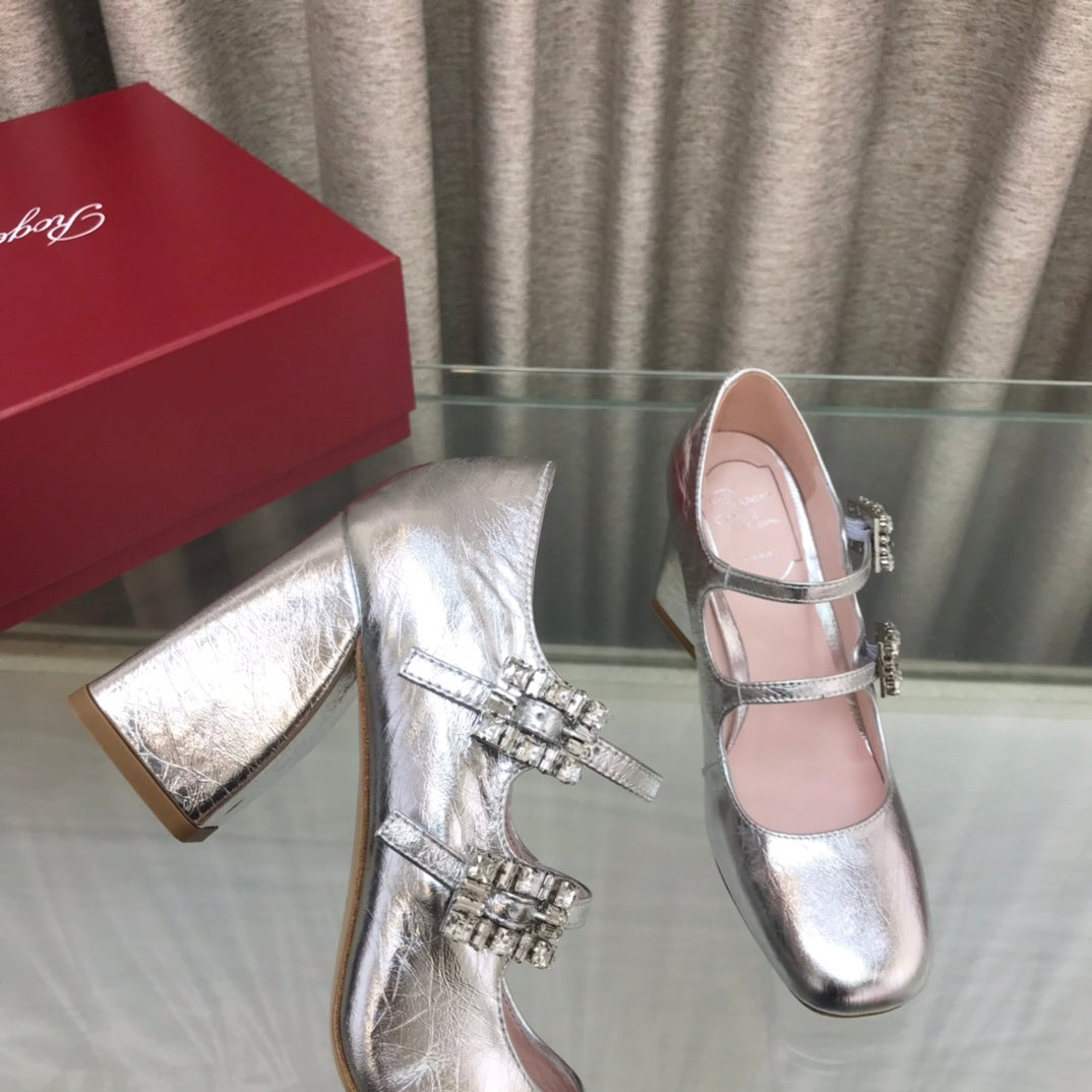 LP ROGER VIVIER SANDAL SILVER LEATHER - 34