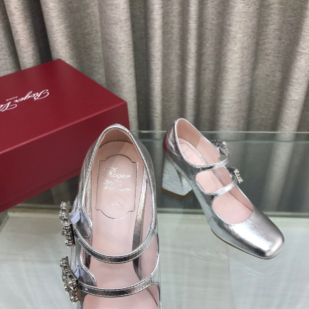 LP ROGER VIVIER SANDAL SILVER LEATHER - 34