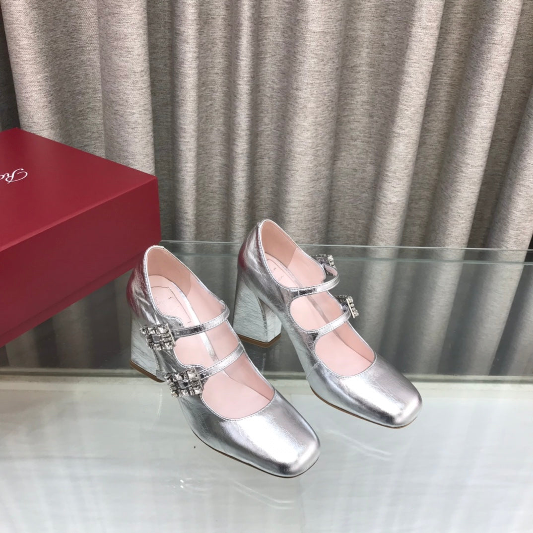 LP ROGER VIVIER SANDAL SILVER LEATHER - 34