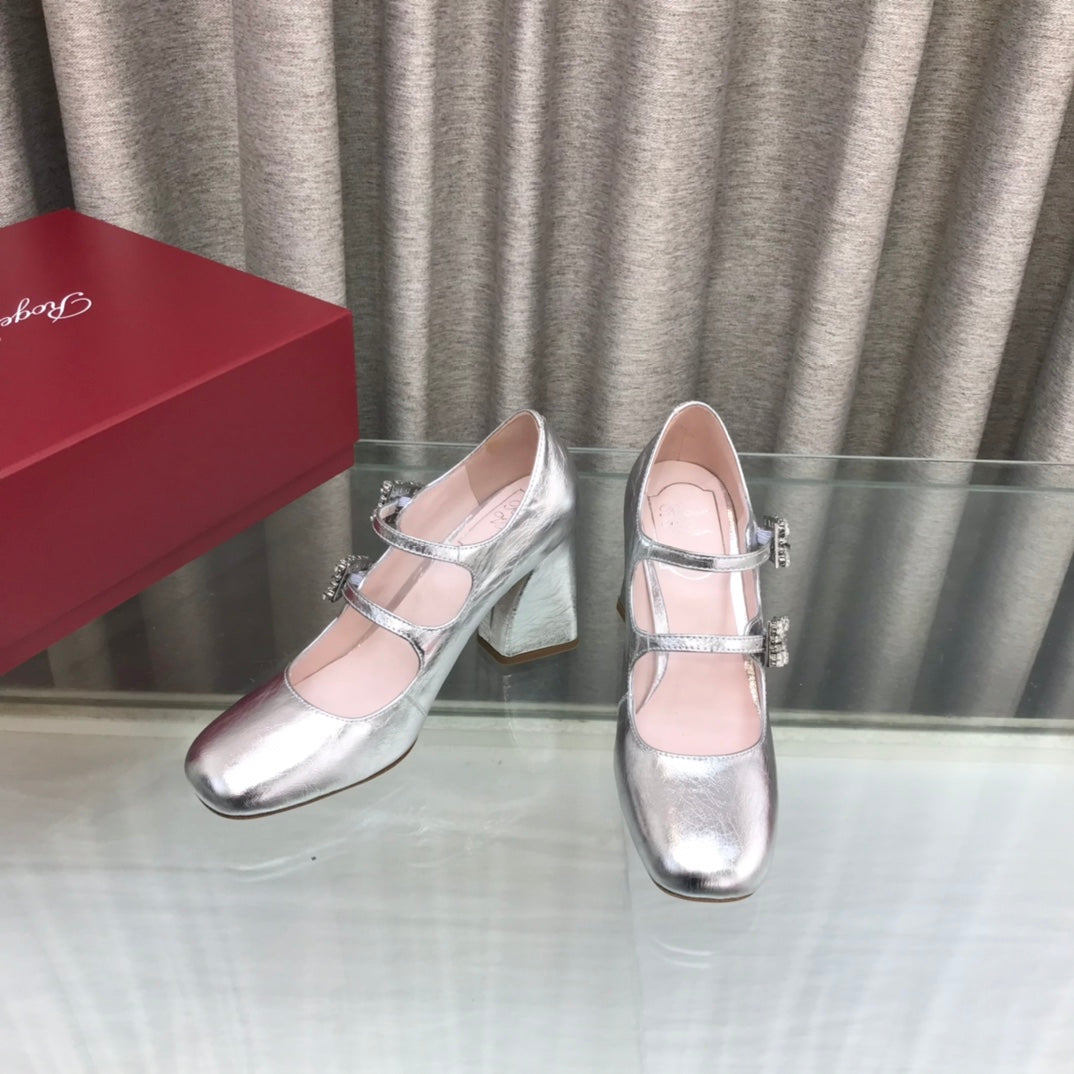 LP ROGER VIVIER SANDAL SILVER LEATHER - 34