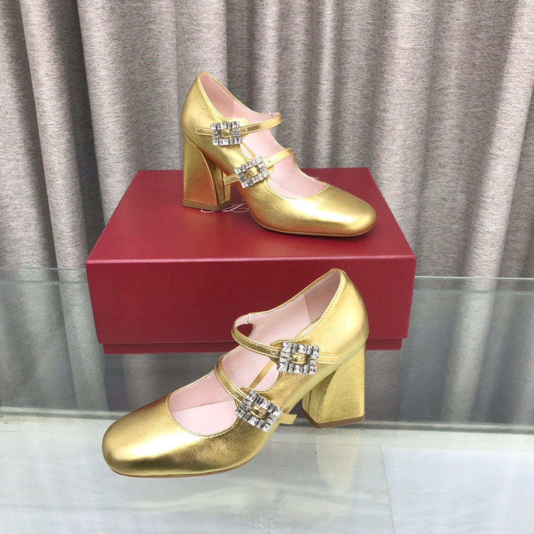 LP ROGER VIVIER SANDAL METALLIC GOLD LEATHER - 34
