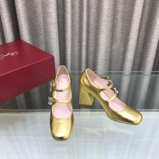 LP ROGER VIVIER SANDAL METALLIC GOLD LEATHER - 34