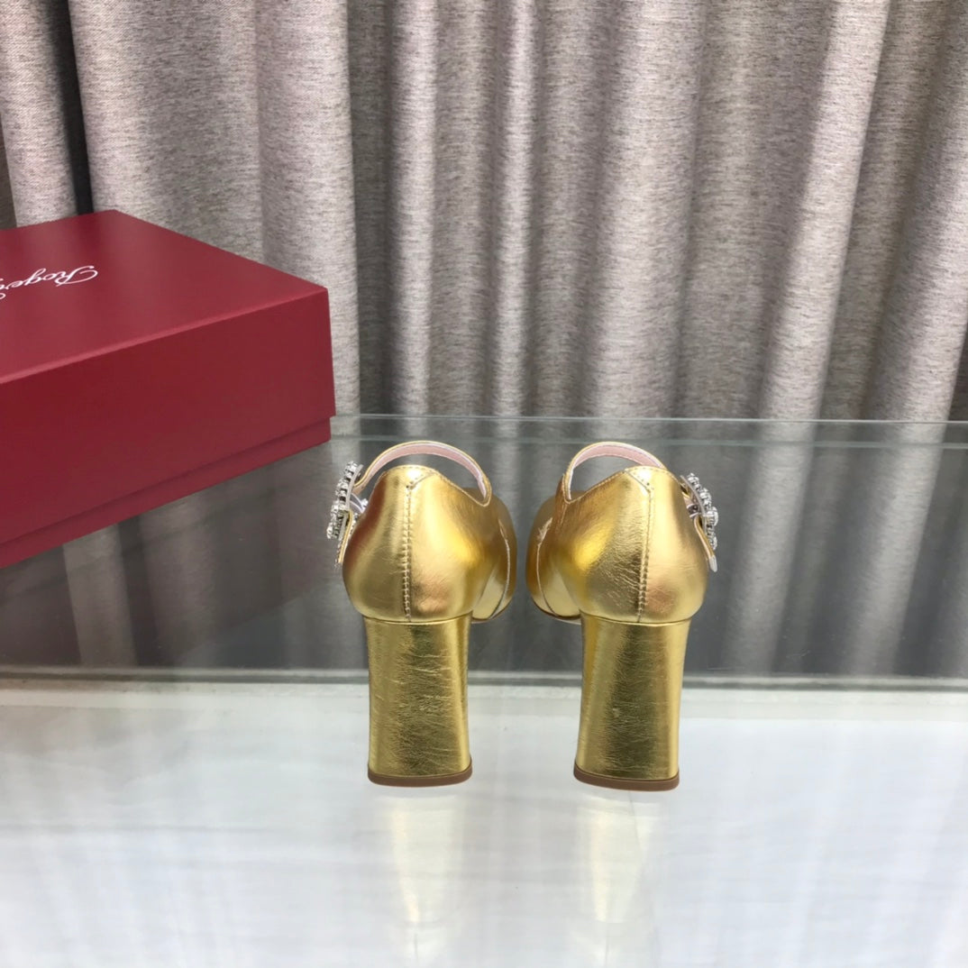 LP ROGER VIVIER SANDAL METALLIC GOLD LEATHER - 34