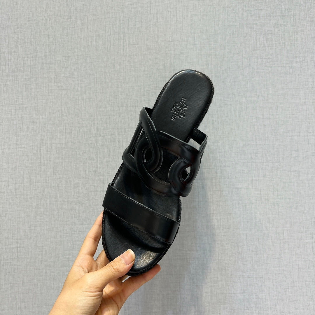ITHEA 80 ESPADRILLE BLACK CALFSKIN - 35